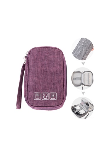 Ruicoo Çok Fonksiyonlu Taşınabilir Şarj Cihazı Ve Aksesuar Çantası - Mor Renk, Hafif Ve Dayanıklı