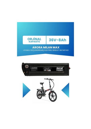 Arora Mılan Max Uyumlu Batarya 36v 8ah Elektrikli Bisiklet Bataryası Siyah