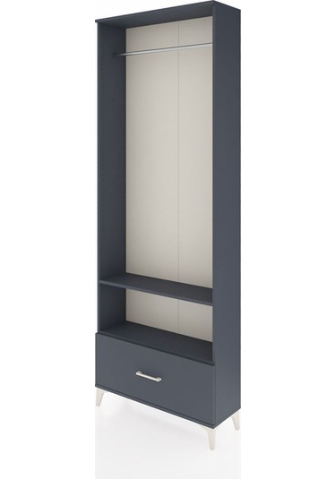 Arges Dolap 2 Raflı Tek Çekmeceli Tek Askılı 88x30x243 Antrasit-antrasit Antrasit