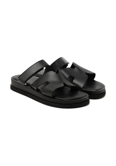 19 Black Terlik Kadın 26224 Myconian 2025 Greek Sandal Siyah