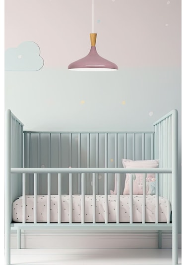 Champion Lila Ahşap Huni Tekli Avize Sarkıt Salon Mutfak Cafe Butik Lamba Aydınlatma Avizeler Lila