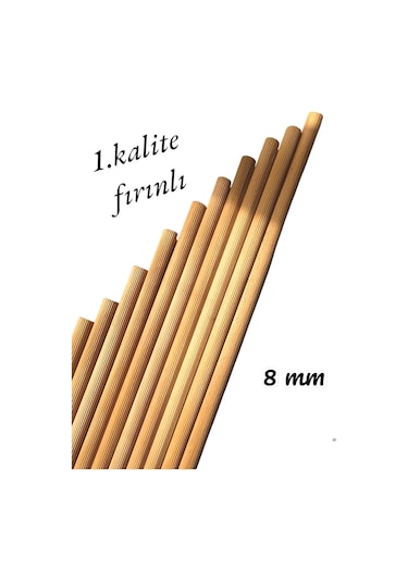 Ahşap Çubuk Kavela 20 Cm Yivli Kayın 8 Mm 30 Adet