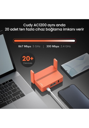 Cudy TR1200 2.4 GHz - 5 GHz 300 MBPS Kablosuz Router
