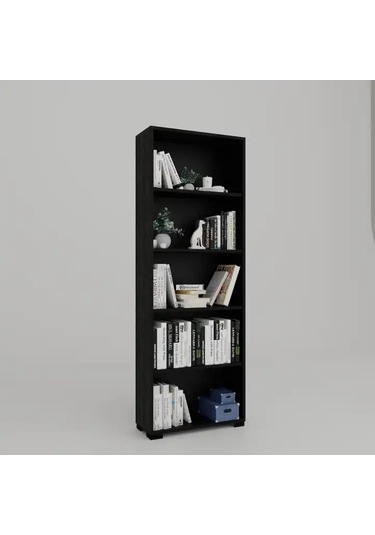 Lucas Serisi Siyah 5 Raflı Kitaplık Siyah
