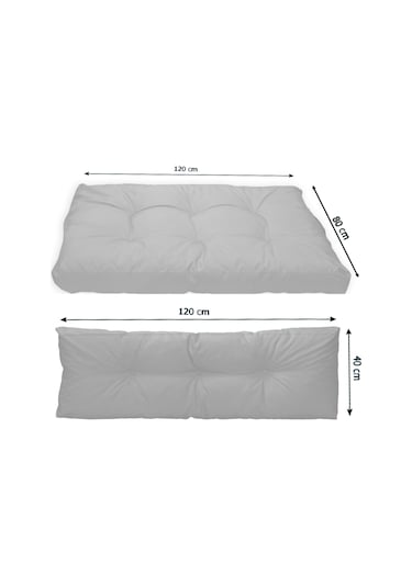 Dış Ve Iç Mekan Yer&palet Minderi Minder Seti Takımı 2 Li Gri