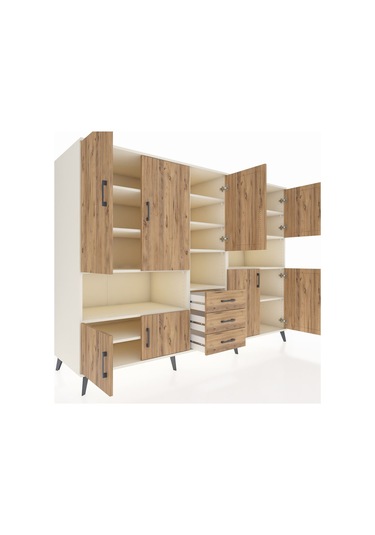 Kronos Dolap 13 Raflı 3 Çekmeceli 9 Kapaklı 220x59x163 Aytaşı-çam Aytaşı-çam