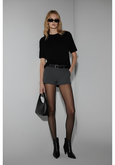 Soft&Basic Kadın %100 Organik Pamuk Oversize Fit Basic Yuvarlak Yaka T-shirt Siyah