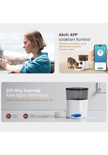 Petfit Elevate X 4l Wi-fi Akıllı Otomatik Kedi Köpek Mama Kabı Besleme Ünitesi Sesli Komut+çelik Kase+app Kontrol