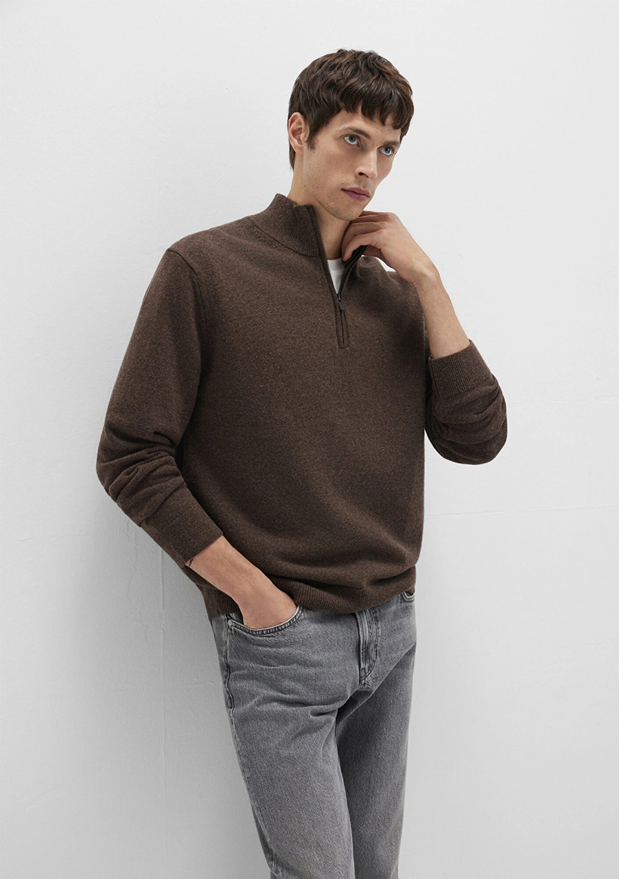 Mavi - Yün Karışımlı Kahverengi Kazak 0710371-70251 Kahverengi