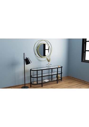 Halkalı Model Metal Dekoratif Duvar Aynası Altın