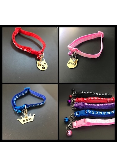 Metal Kedi Künyesi Bez Kedi Tasması