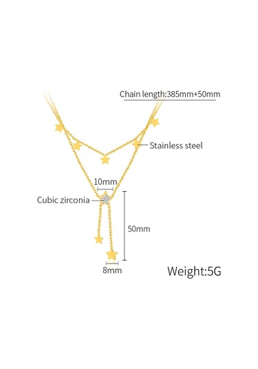 Sones Opk Gx2436 Paslanmaz Çelik Püskül Pentagram Kolye Yığma Kolye Altın