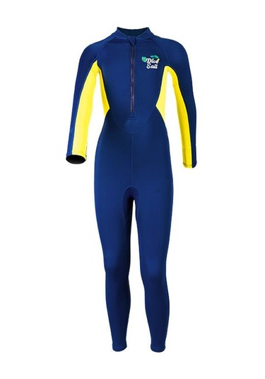 Dıve & Saıl Çocuk Açık Hava Güneş Kremi Hızlı Kuruyan Mayo Uzun Kollu Tek Parça Şnorkel Takım Elbise Sarı