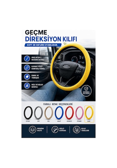 Direksiyon Kılıfı Geçme 38cm Soft Sarı Dkg001y Fermeq