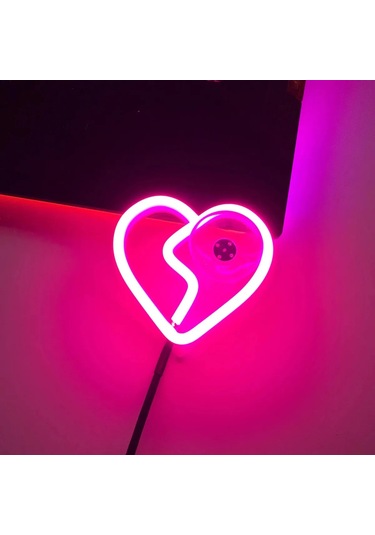 Araba Iç Dekoratif Ortam Işığı Kalp Şeklinde Atmosfer Lamba Neon Renk Pink 3 1 Piece Set
