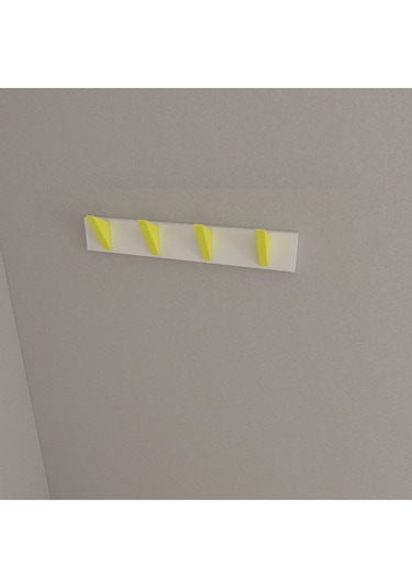 Hepsi3boyutlu Modern Duvar & Kapı Kanca Askılık - 4 Adet Sarı Kanca Askılık - Model No : 5 Sarı