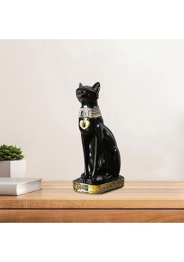 Suntek Magideal Kedi Tanrıça Bastet Heykeli Hayvan Siyah 9 x 12 x 23.5 CM