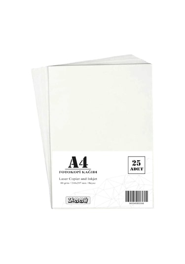 A4 Kağıdı 80 G/m Beyaz Fotokopi Kağıdı - 25 Adet