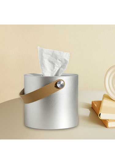 Homyl Gece Sehpası Oturma Odası Şifonyer Için Pu Gümüş Gümüş