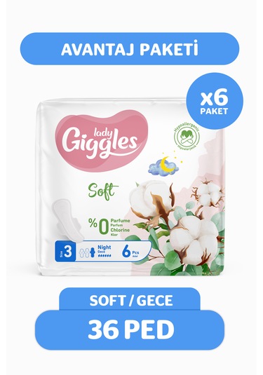 Giggles Lady Soft Hijyenik Ped Gece Avantaj Paketi 36 Adet
