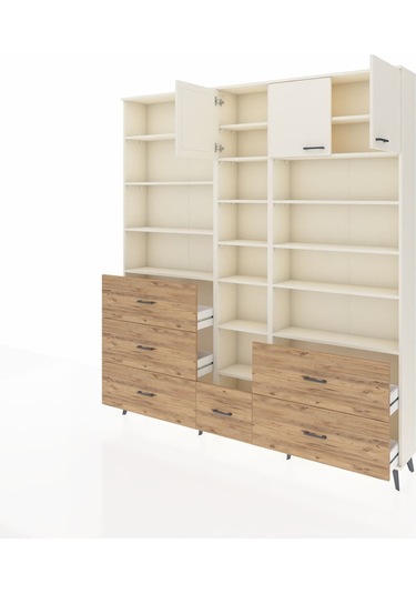 Arges Dolap 17 Raflı 6 Çekmeceli 3 Kapaklı 220x30x243 Aytaşı-aytaşı/çam Aytası/atlas Çam