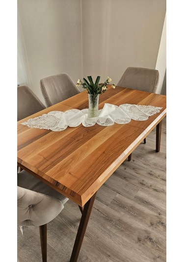 Şal Desen Fransız Dantelli Keten Gardeya Lüks Runner