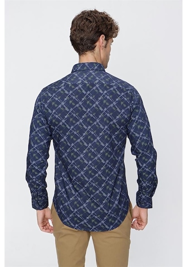 Lacivert Uzun Kol Baskılı Düğmeli Yaka Slim Fit Dar Kesim Klasik Gömlek 1004220289-lacivert Lacivert Lacivert Uzun Kol Baskılı Düğmeli Yaka Slim Fit Dar Kesim Klasik Gömlek 1004220289-lacivert Lacivert
