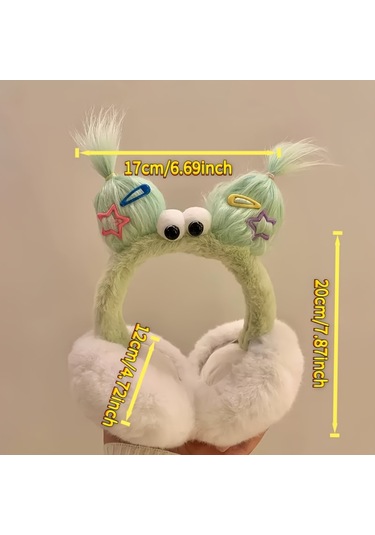 Elmpaly Beyaz Renkli Kadınlar İçin Sevimli Polar Kulaklık, Sıcak Rüzgar Geçirmez Kışlık Hediye