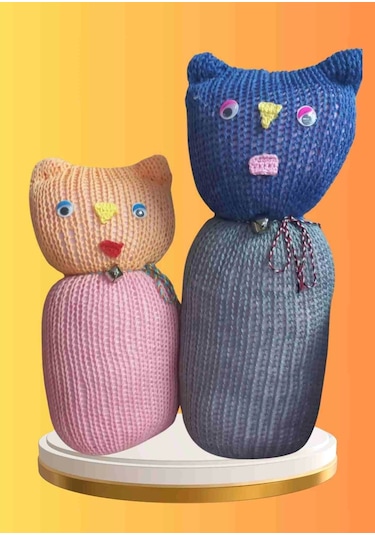Tıkırık Örgü Yastık Uyku Ve Oyun Arkadaşı Şeker&cingöz - 35 Cm-45 Cm Diğer