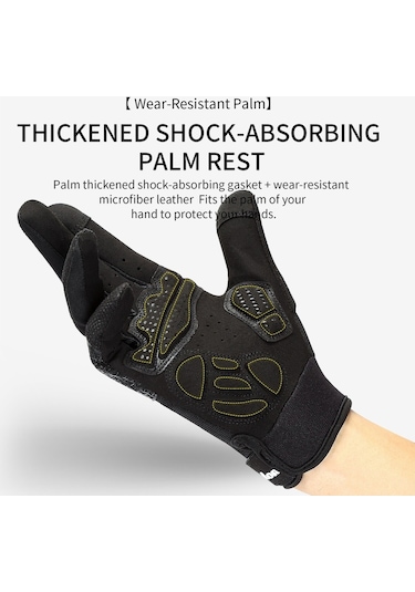 Ccgloball Uzun Parmak Açık Kaymaz Şok Emici Nefes Alabilen Güneş Koruyucu Dokunmatik Ekranlı Binicilik Eldivenleri Siyahl