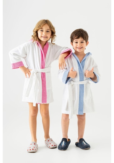 Soley Pueri Neptis %100 Pamuklu Kız Çocuk Bornozu Beyaz