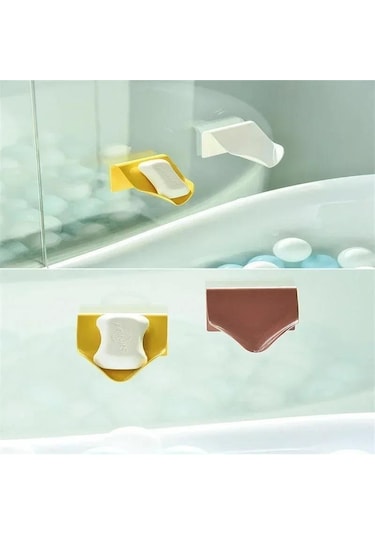 Beyaz Duvara Monte Sabunluk Saklama Kutusu Kendinden Drenaj Bulaşık Yapışkan Banyo Duş