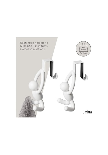 Umbra Buddy'de Ayrıca Kapaklar Ve Çekmeceler İçin Kapı Üstü Kancası Da Bulunmaktadır, Beyaz, 2'li Set Açık Bej