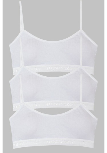 Genç Kız 3'lü Ip Askı Düz Ilk Sütyen Büstiyer Beyaz 10