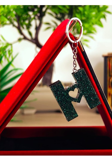 Harfli Anahtarlık Epoksi Kişiye Özel Yapım El Yapımı Harf Anahtarlık Kalp Model Özel Tasarım Hediyelik Ürün Kalp Desenli Simli Anahtarlık Açık Pembe