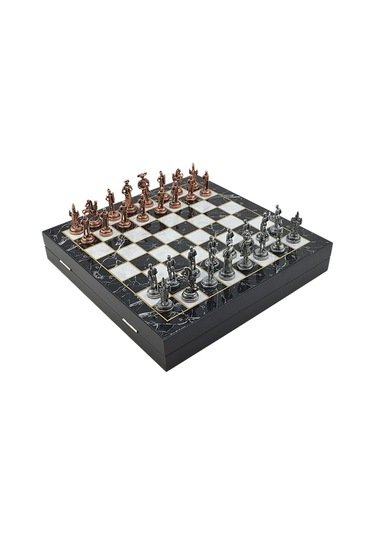 Gifthome Orta Boy Metal İspanyol Satranç Takımı Antik Ve Mermer D