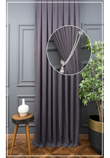 Taç Fon Perde - Gri