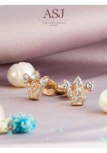 Asj 925 Ayar Gümüş Çocuk Altın Kulak Küpeleri Çiviler 211609637 Altın