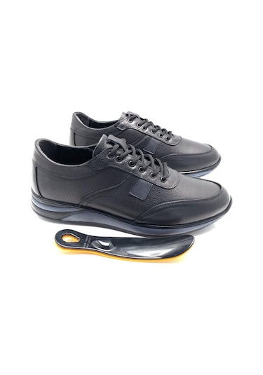 Umut Büyük Numara Hakiki Deri Ortopedik Erkek Ayakkabı Siyah