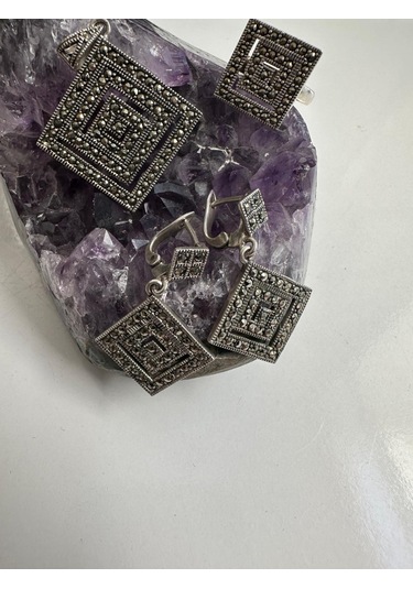 Markazit Taşlı Gümüş Set Takım 925 Ayar 20,83 Gram