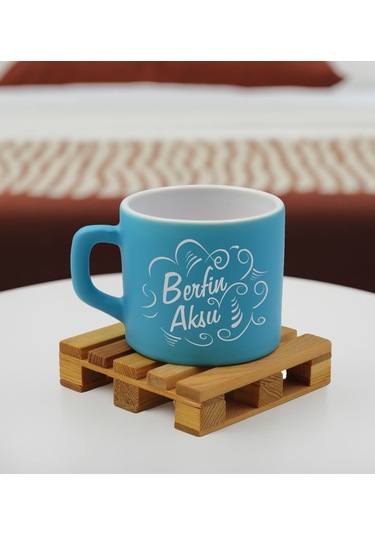 Bk Gift Kişiye Özel İsimli Turkuaz Renkli Middle Çay & Kahve Fincanı-6, Arkadaşa Hediye, Sevgiliye Hediye, Doğum Günü Hediyesi Kobitmeyencom32558 Bk G