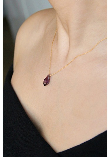 Argentum Concept Altın Kaplama Gümüş Zincirli Kristal Ametist Kolye - N166301