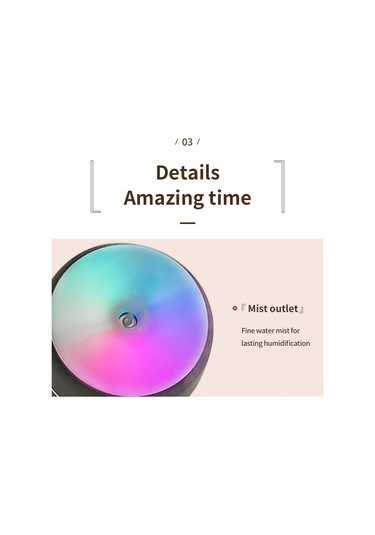 Moveevo Oto Hava Nemlendirici Aromaterapi İçin Küçük Boylu Usb Şarjlı 220ml Nano Buhar Atomizasyonu Renkli Işık Özelliği Gri