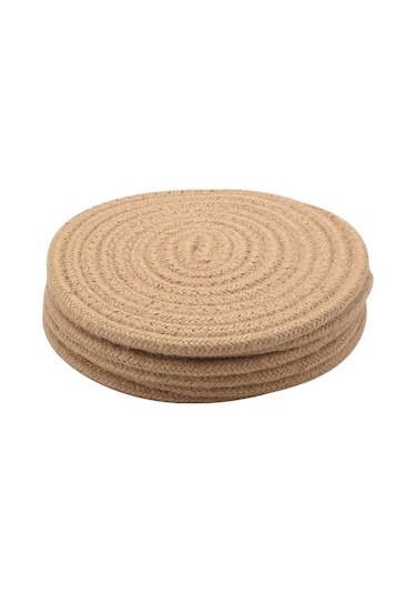 Ulzyvf Yuvarlak Sıcak Set Servisi Sarı-kahverengi Örgülü Kalın Isıya İnç Dayanıklı Amerikan Altlıklar 7 6'lı Lx Sarı - Kahverengi