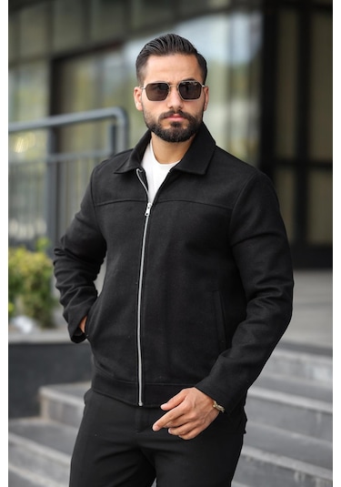 Claassics Men Erkek Oversize Kısa Kaşe Kaban Ceket - 7435 Siyah