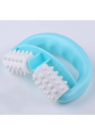 T9142 Plastik Kılavuz İki Tekerlekli Masaj Yuvarlak Sap Masajı Mavi Kırmızı