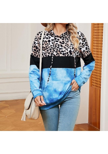 Jkaashdk Kadın Moda Rahat Leopar Baskı İlkbahar Sonbahar Uzun Kollu Kazaklar Ve Uzun Kollu Kahverengi