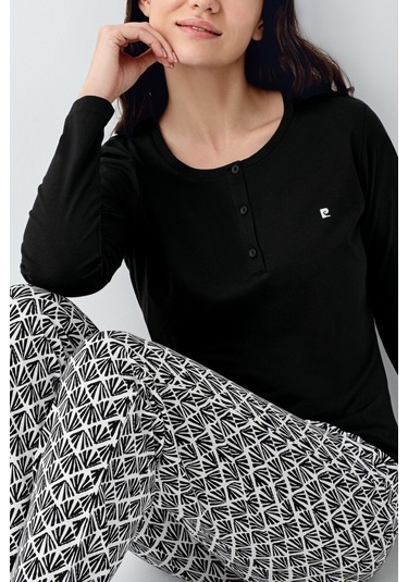 Pierre Cardin Kadın Siyah Pijama Takımı Pc9069-s-v1 Siyah