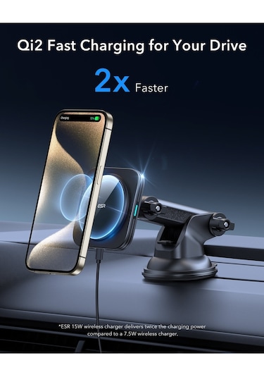 15w Qi2 Kablosuz Araç Şarj Cihazı Halolock - Siyah