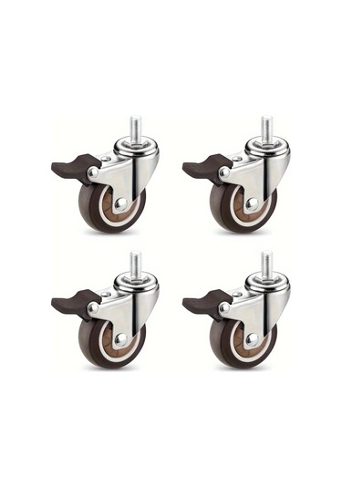 Dashanshop 4 Adet Sessiz Döner Frenli Mobilya Tekerleği M8 2in Halı Sert Zemin